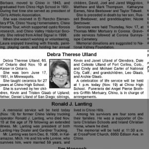 Obituary for Debra Therese Ulland