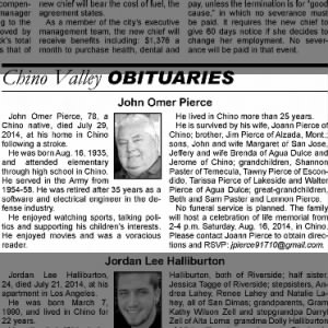 Obituary for John Omer Pierce