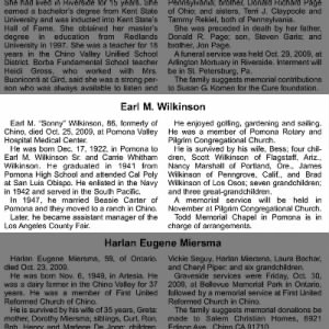 Obituary for Earl M. Wilkinson